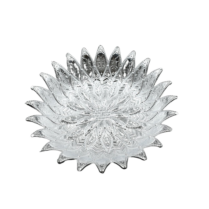 Decorative tray with silver plastic finish for festive occasions India