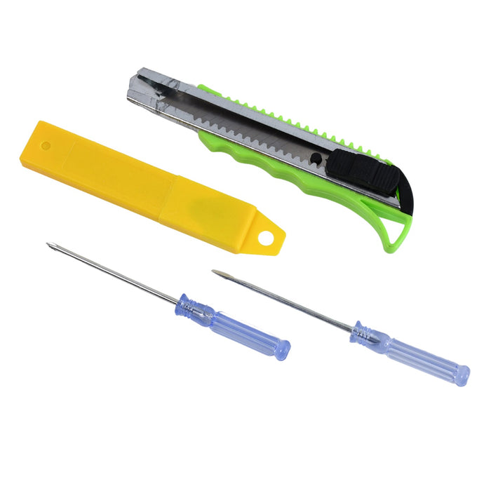 Heavy Duty Working Cutter Knife replacement blade, 2 Screwdriver Hand Tool (4 Pc Set) by Your Brand