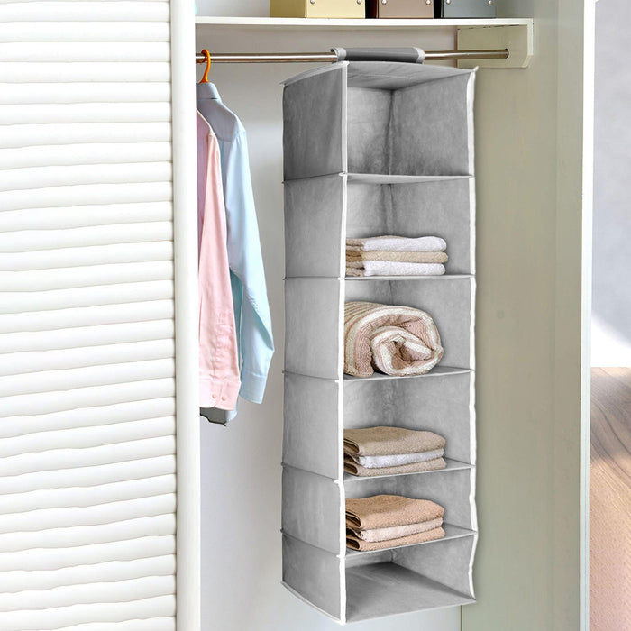 6 Shelf Hanging Closet Organizer Breathable Material Keeps Away Dust and Odors by Your Brand