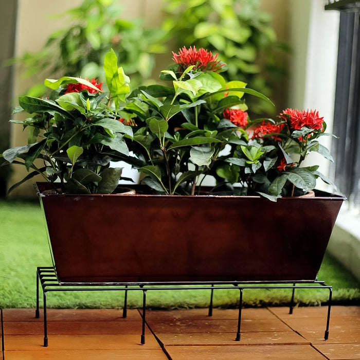 Metal Rectangle Flower plant stand for balcony (60×20 Cm / 2 Pc Set) by Your Brand