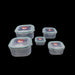 Fridge storage plastic containers, snap-seal, 5 pieces.
