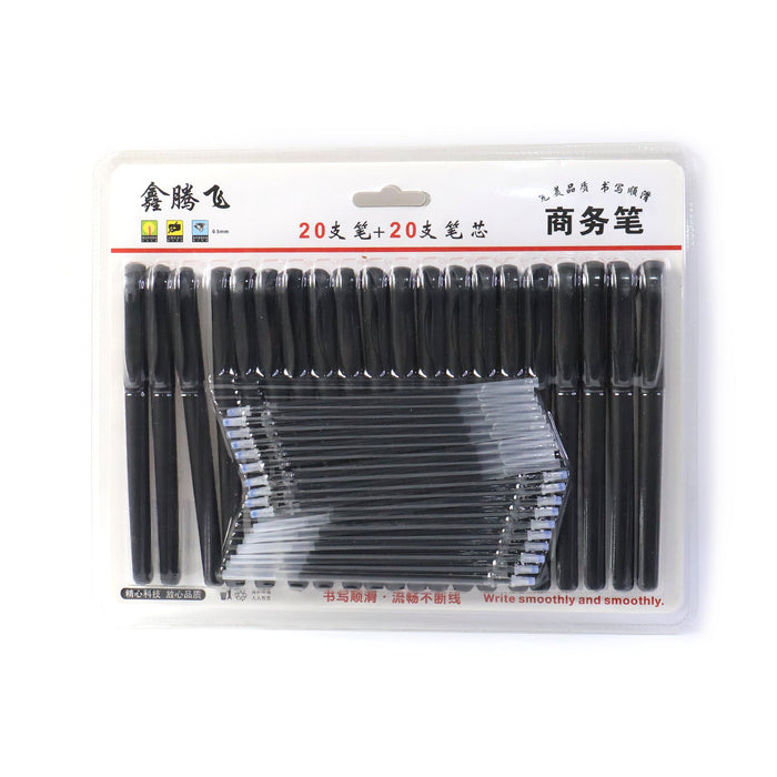 Refillable Black Marker Pen with Extra Ink Refills 20 pieces (1 Set) by Your Brand