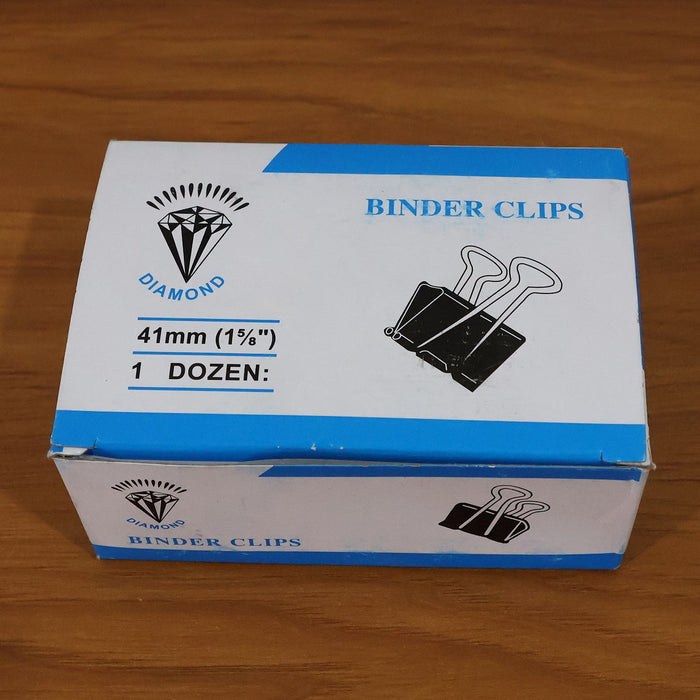 Medium Size Heavy-Duty Black Binder Clips Set (32 mm, 12 Pc) by Your Brand