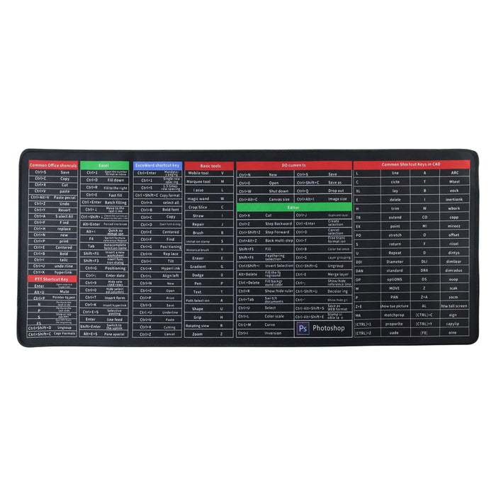 Shortcut Keyboard Mouse Pad Extended Desk Mat 70 x 30 Cm by Your Brand