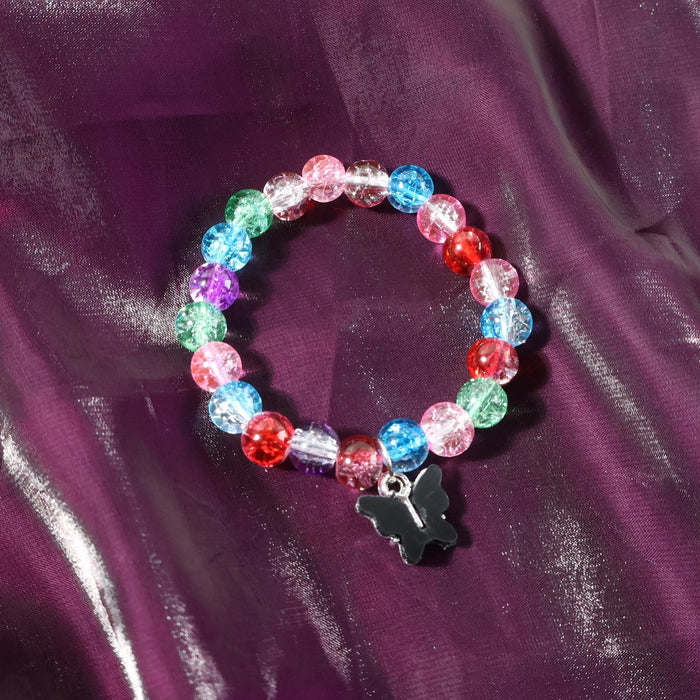 Premium Multicolor Crackle-Bead Stretch Bracelet (1 Pc) by Your Brand
