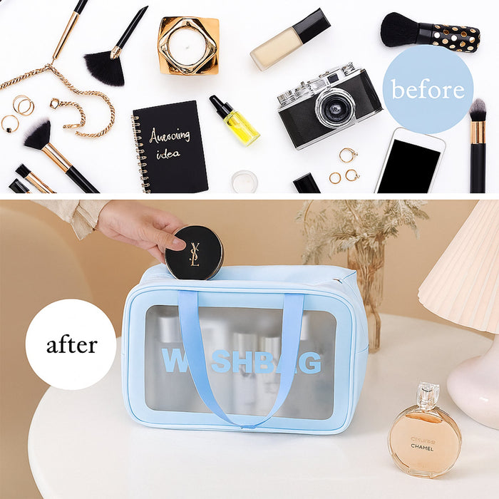 3-IN-1 Waterproof Transparent Travel Toiletry Bag Set by Your Brand