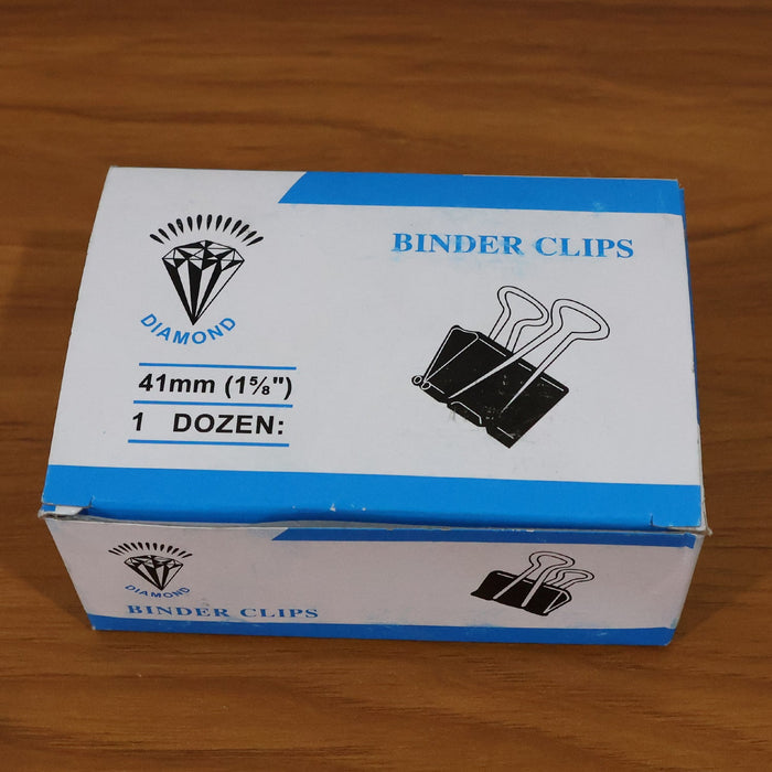 Extra Large Heavy-Duty Black Binder Clips Set (41 mm, 12 Pc) by Your Brand