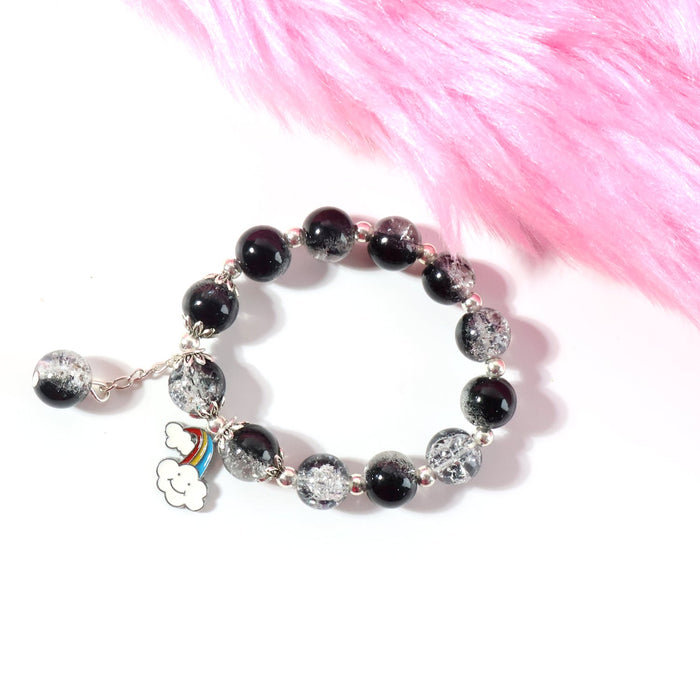 Elegant Black & Crystal Beaded Charm Bracelet by Your Brand