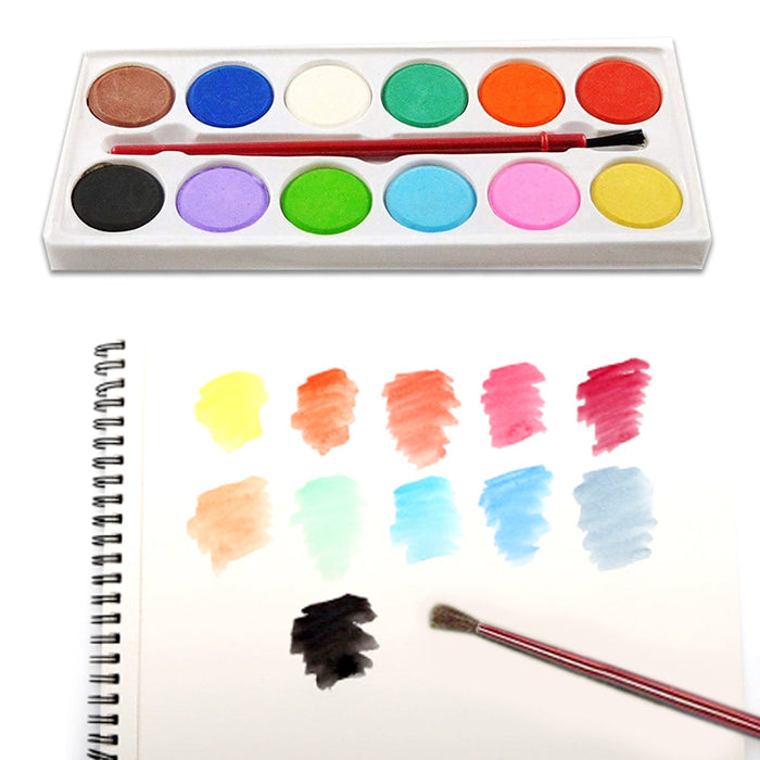 Painting Water Color Kit - 12 Shades and Paint Brush (13 Pcs) by Your Brand
