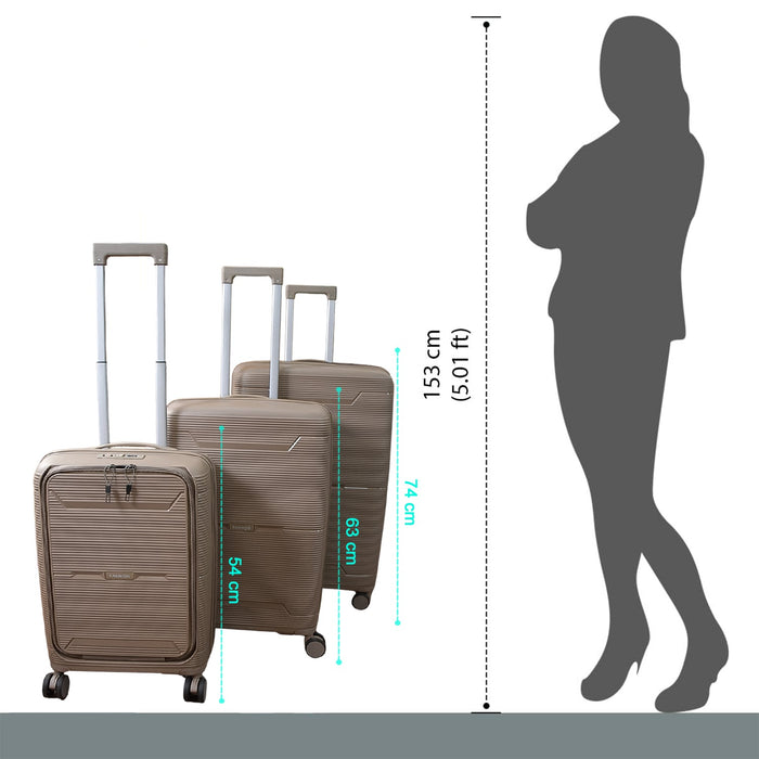 Hard-Shell Trolley Luggage Bag (Set of 3-pice / Mix Color) by Your Brand