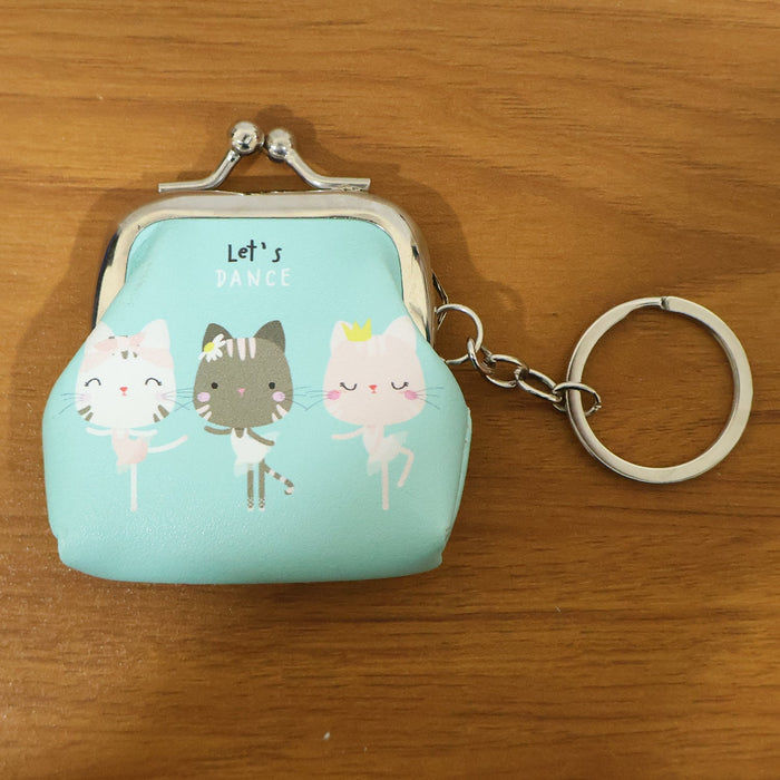 Cute Cartoon Cat Printed Mini Coin Purse Keychain (1 Pc) by Your Brand