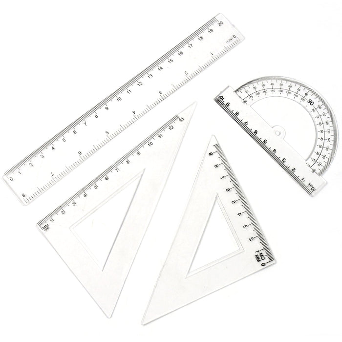 Plastic Geometry Set, Triangle Ruler Protractor Straight Ruler (4 Pcs Set) by Your Brand