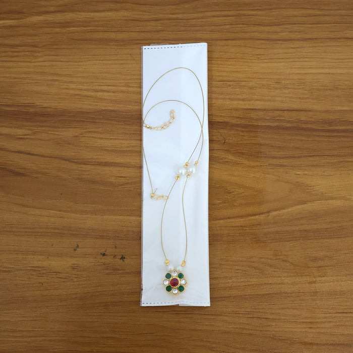 Elegant Traditional Multicolor Stone & Pearl Pendant Chain (1 Pc) by Your Brand
