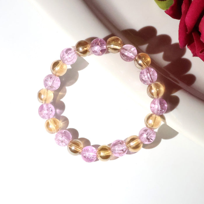 Elegant Dual-Tone Crystal Beaded Stretch Bracelet (1 Pc) by Your Brand