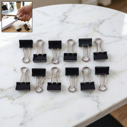 Black Metal Binder Clips (19 MM, 12 Pieces Set) by Your Brand