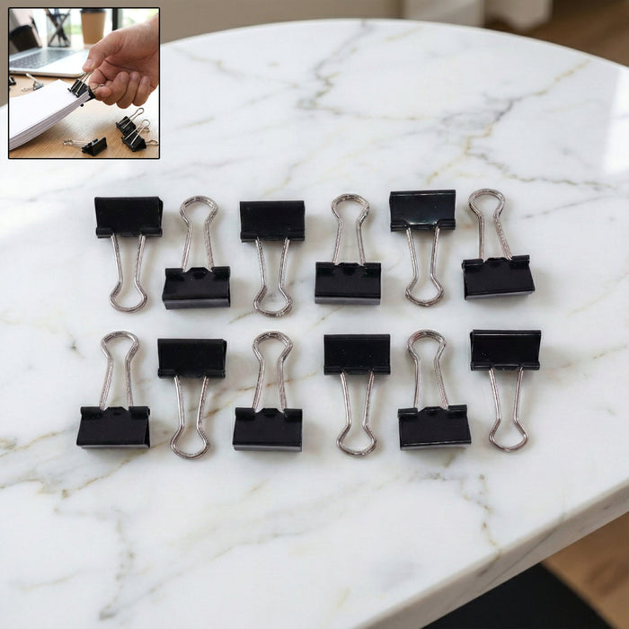 Black Metal Binder Clips (19 MM, 12 Pieces Set) by Your Brand