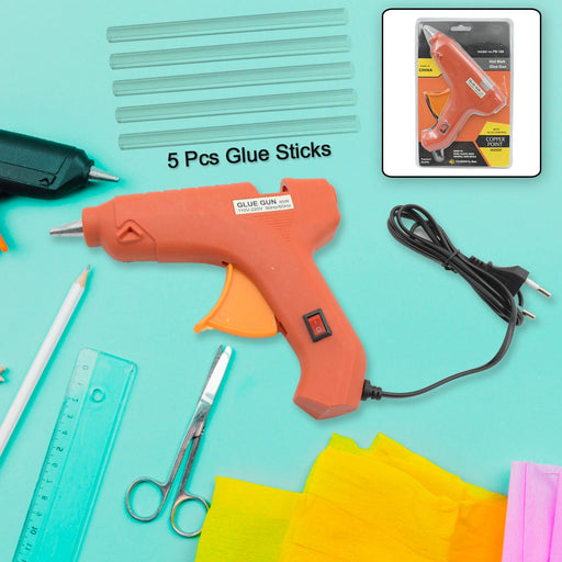 Professional 60 Watt Hot Melt Glue Gun with 5 Glue Sticks & On/Off Switch by Your Brand