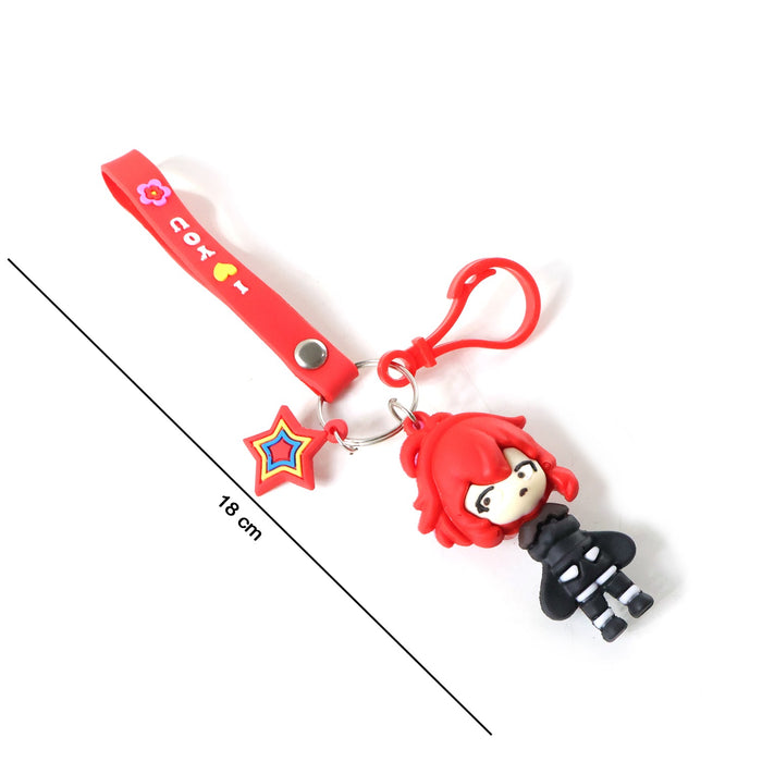 Cute Cartoon Girl Character Keychain with Strap and Decorative Charm (1 Pc) by Your Brand