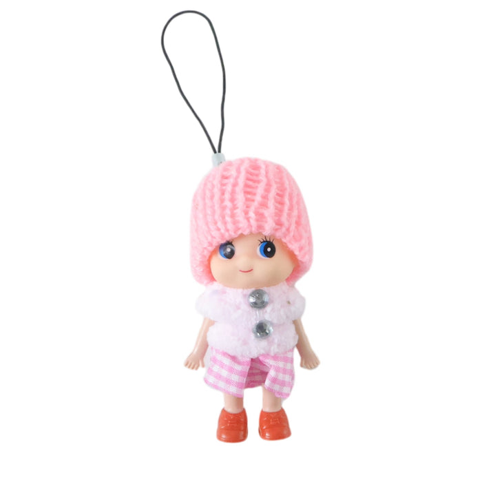 Cute Mini Doll Keychain Soft Knitted Cap Girl Charm Keyring (1 Pc / Mix Color) by Your Brand
