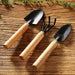 Small hand cultivator, trowel, and garden fork set, perfect for home gardening.