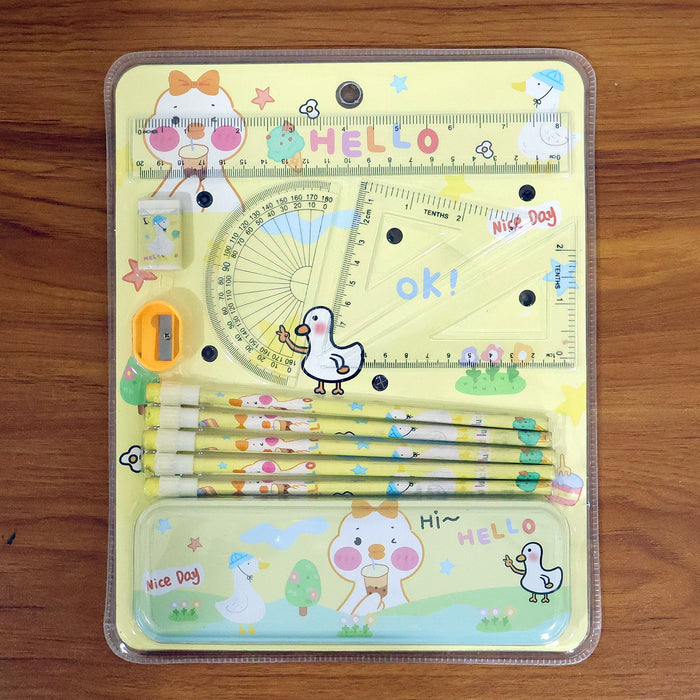 Cute Cartoon Geometry Box Stationery Set (1 Set) by Your Brand