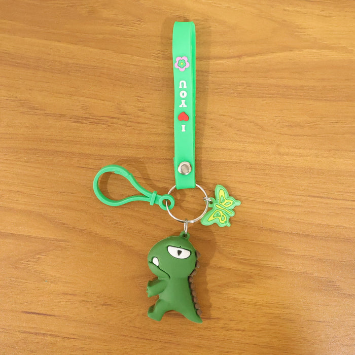 Cute Dinosaur Cartoon Keychain with Silicone Strap (1 Pc) by Your Brand