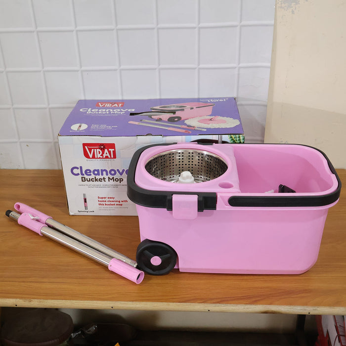 Quick Spin Mop With Steel Spin, Bucket Floor Cleaning, Easy Wheels & Big Bucket, Floor Cleaning Mop with Bucket by Your Brand