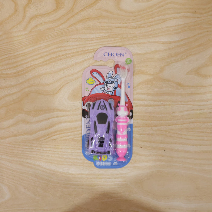 Kids Toothbrush with Cartoon Car (2 Pc Set)