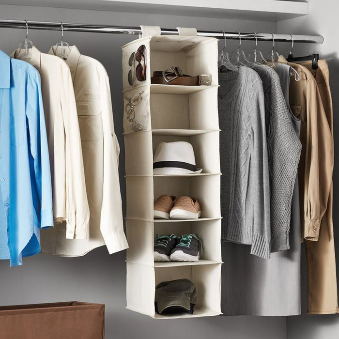 6 Shelf Hanging Closet Organizer Breathable Material Keeps Away Dust and Odors by Your Brand