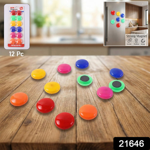 Colorful Round Refrigerator Magnets Set (12 Pc Set) by Your Brand