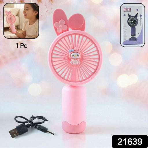Cute Cartoon Design Rechargeable Mini Handheld Fan (1 Pc) by Your Brand