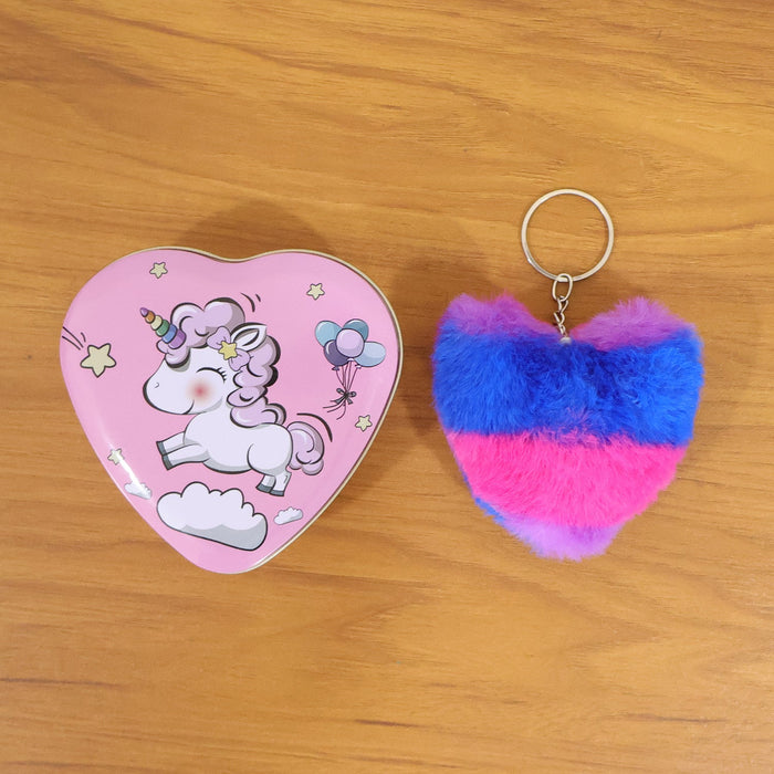 Heart Shape Gift Box & Plush Keychain (2 Pc) by Your Brand