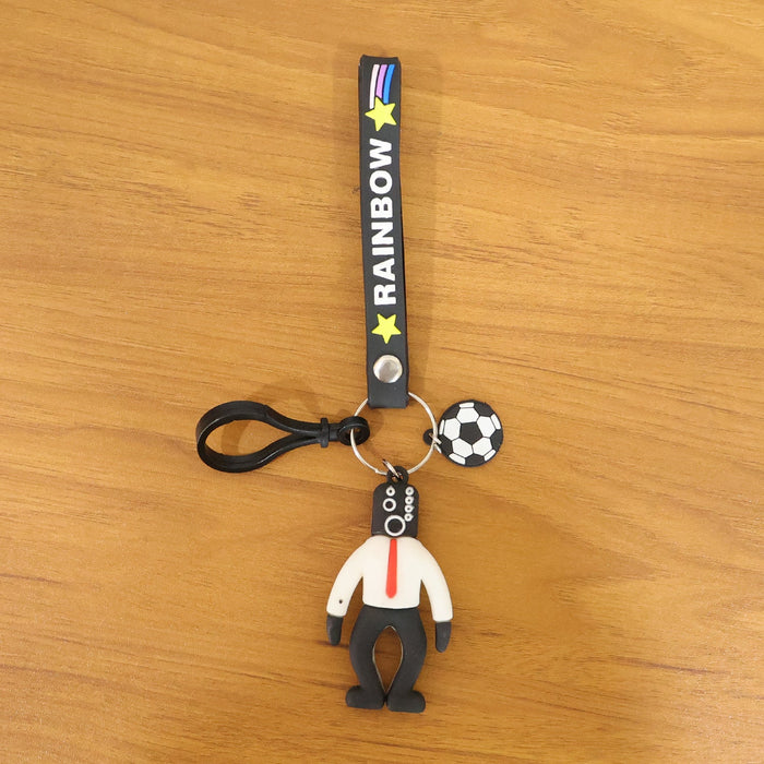 Rainbow Strap Cartoon Football Boy Keychain (1 Pc) by Your Brand