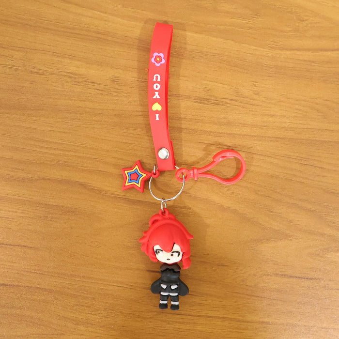 Cute Cartoon Girl Character Keychain with Strap and Decorative Charm (1 Pc) by Your Brand