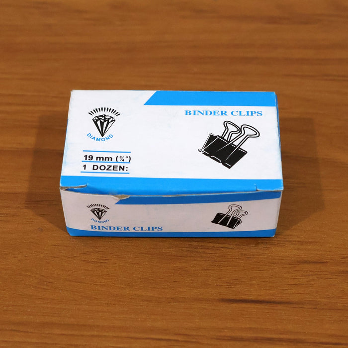 Black Metal Binder Clips (19 MM, 12 Pieces Set) by Your Brand