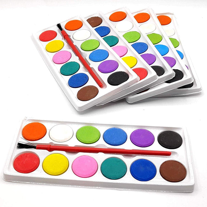 Painting Water Color Kit - 12 Shades and Paint Brush (13 Pcs) by Your Brand
