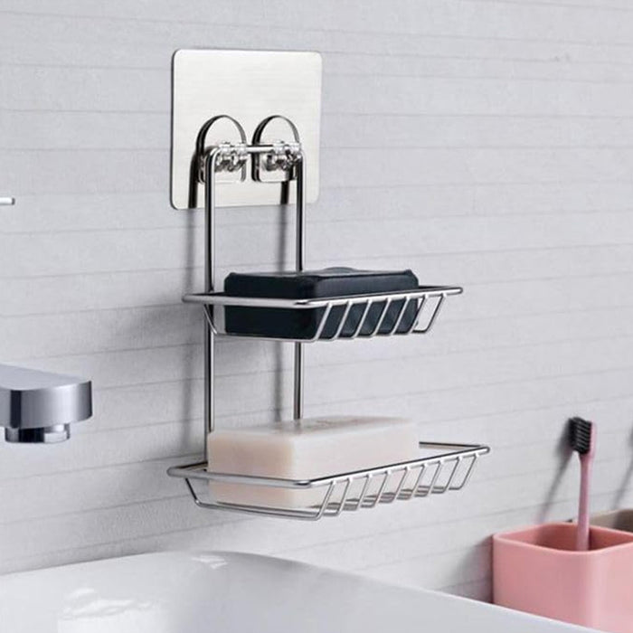 Kitchen Bathroom Soaps Storage Rack with 2 Hook for Home by Your Brand