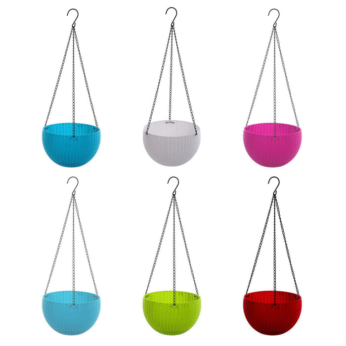 Plastic Hanging Flower Pot and Flower Pot with Chain (6 Pc) by Your Brand