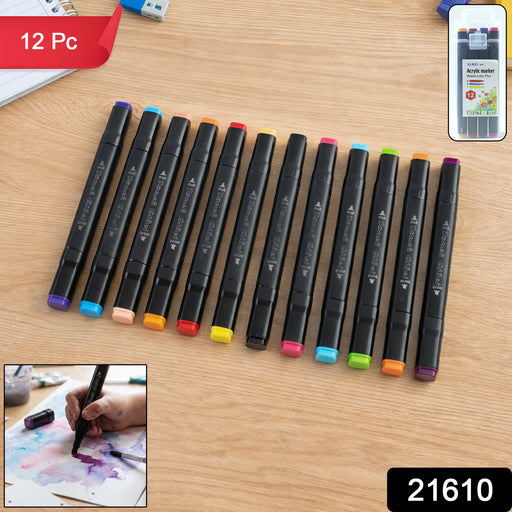 Acrylic Dual Tip Marker Watercolor Pen Set 12 Pc by Your Brand