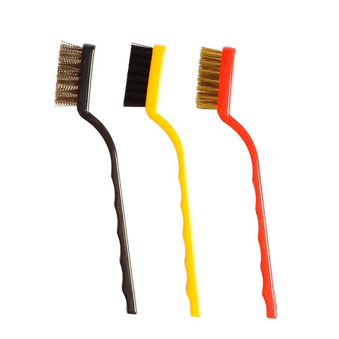 3 Pc Mini Wire Brush Set for cleaning (Brass, Nylon, Stainless Steel Bristles) by Your Brand