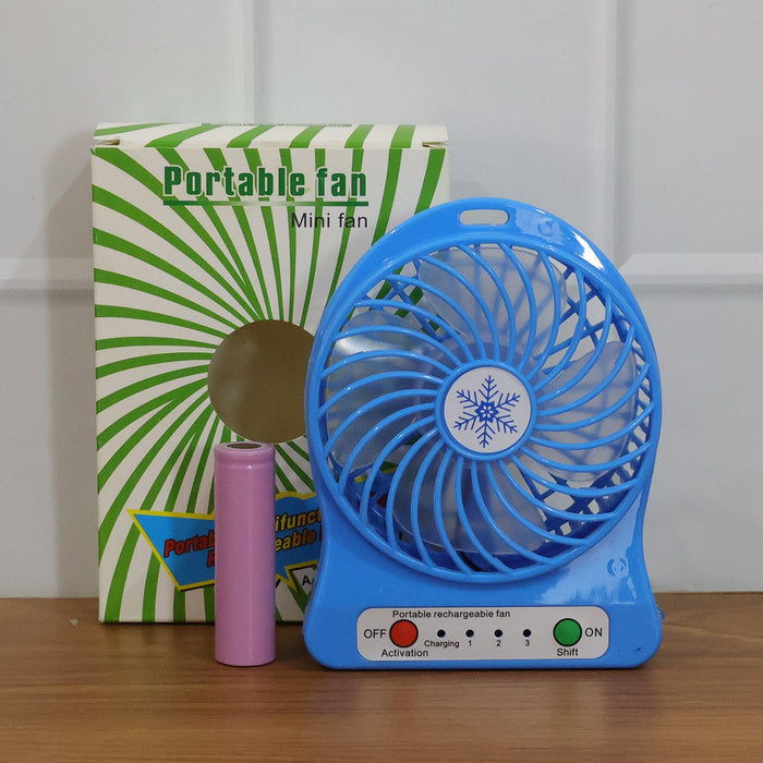 Portable Rechargeable Mini Table Fan With LED Light And Battery (1 Pc) by Your Brand