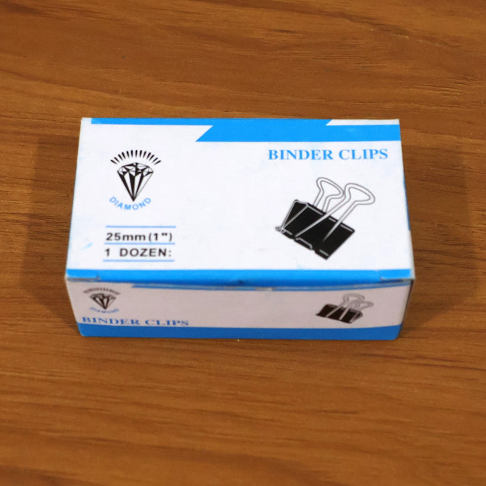 Heavy Duty Black Metal Binder Clips (25 MM, 12 Pieces Set) by Your Brand
