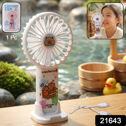 Cute Cartoon Rechargeable Handheld Fan (1 Pc) by Your Brand