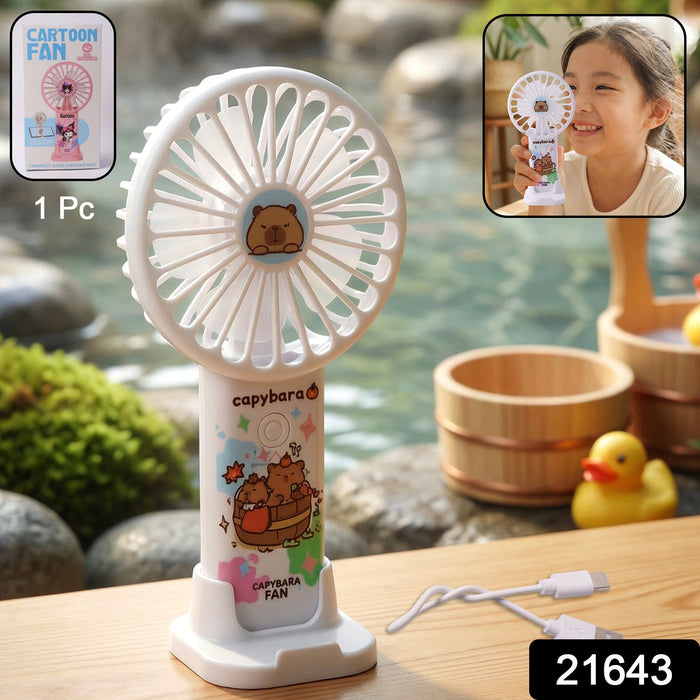 Cute Cartoon Rechargeable Handheld Fan (1 Pc) by Your Brand