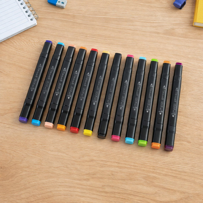 24 Pc Dual Tip Sketch Marker Pen Set With Storage Pouch by Your Brand