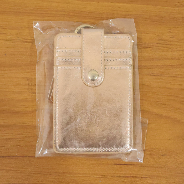 PU Leather Card Holder Wallet with Button Strap (1 Pc) by Your Brand