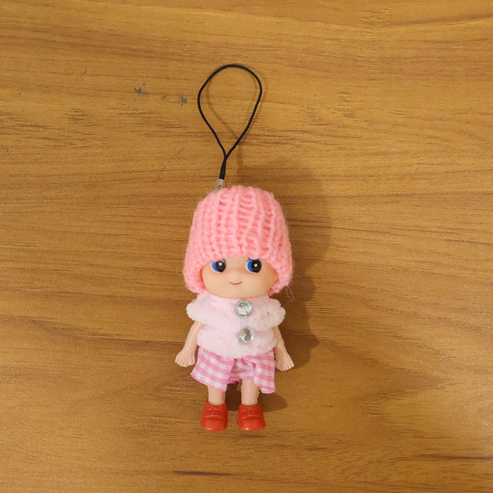 Cute Mini Doll Keychain Soft Knitted Cap Girl Charm Keyring (1 Pc / Mix Color) by Your Brand