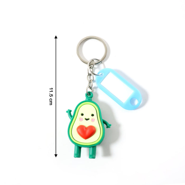 Cute Avocado Cartoon Keychain with Name Tag Holder (1 Pc) by Your Brand