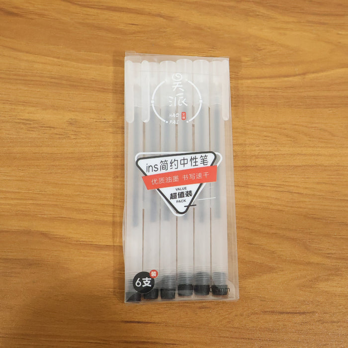 Transparent Smooth Writing Black Gel Pens Set of 6 Pieces by Your Brand