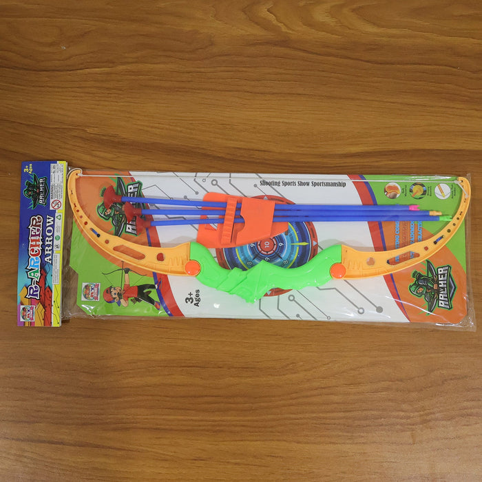 Plastic Archery Bow Arrow Toy Set with single knife and 3pc Arrow and Target Board by Your Brand